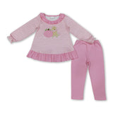 Pumpkin dog embroidery top leggings girls fall clothes