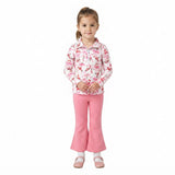 Santa bow pullover pink pants girls Christmas set