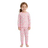 Long sleeves pink snowman top pants girls pajamas