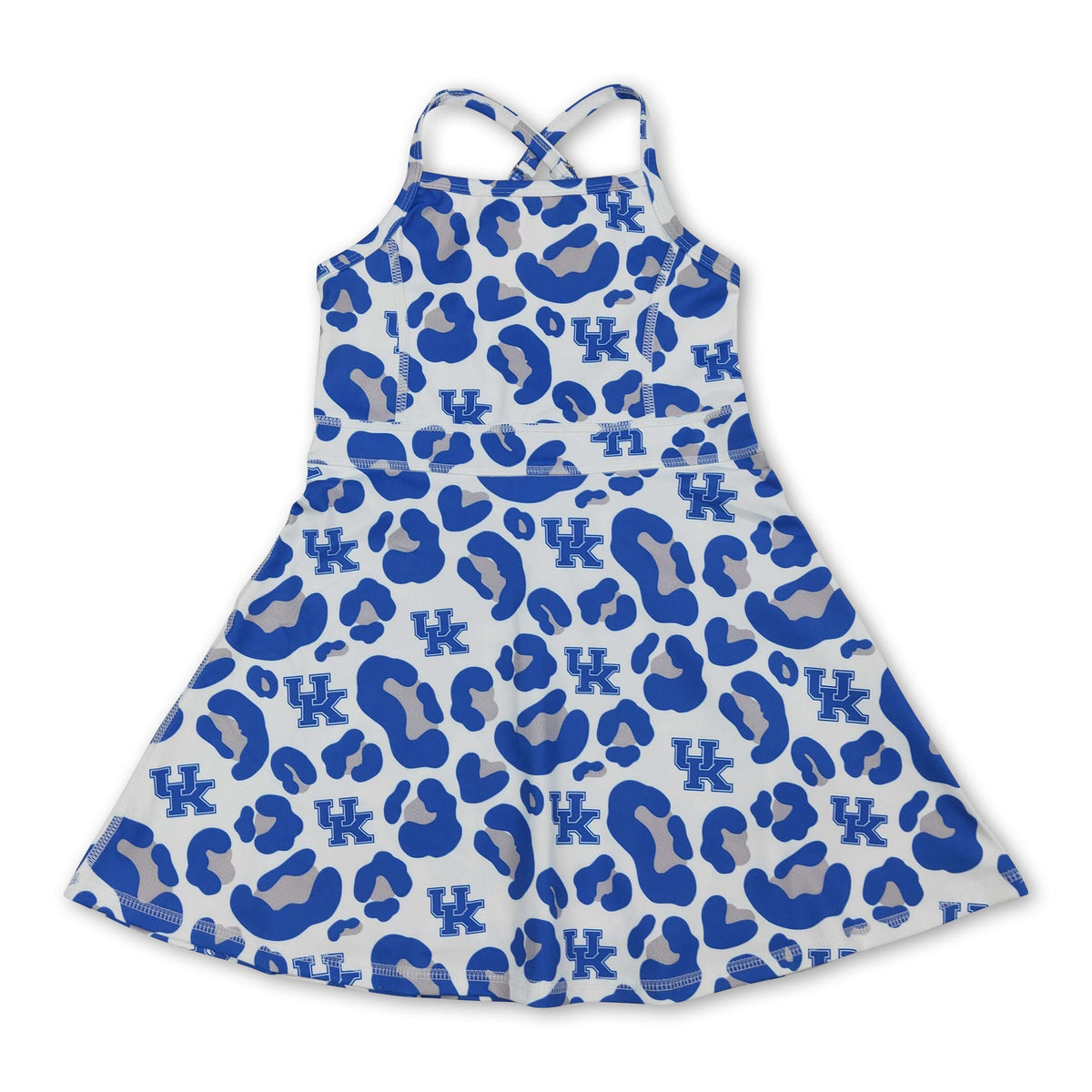 Straps blue leopard U K kids girls team athletic dresses