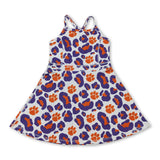 Straps orange purple leopard kids girls team athletic dress
