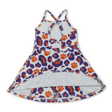 Straps orange purple leopard kids girls team athletic dress