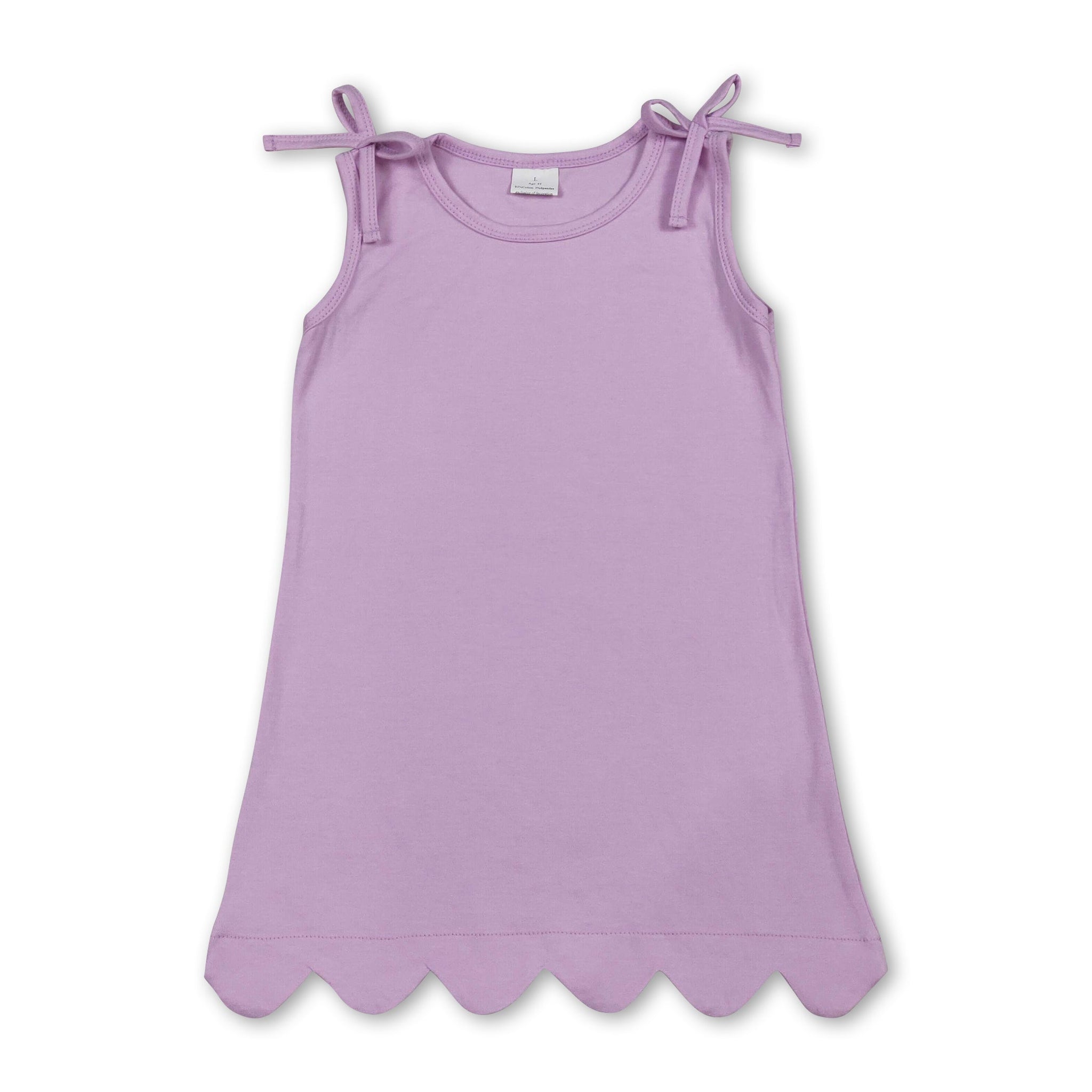 Purple Sleeveless cotton scallop girls summer dress