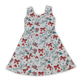 Sleeveless popsicle bow flag girls 4th of july athletic dress