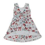 Sleeveless popsicle bow flag girls 4th of july athletic dress
