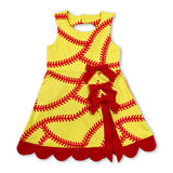 Sleeveless softball bow scallop girls athletic dresses
