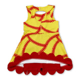 Sleeveless softball bow scallop girls athletic dresses
