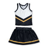Sleeveless gold black top skirt girls team cheer active set