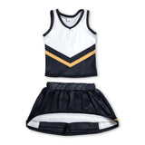 Sleeveless gold black top skirt girls team cheer active set