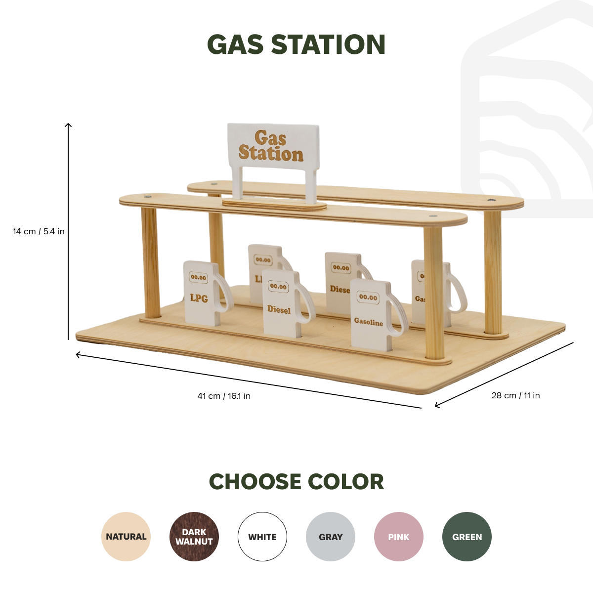 Wooden Gas Station Toy