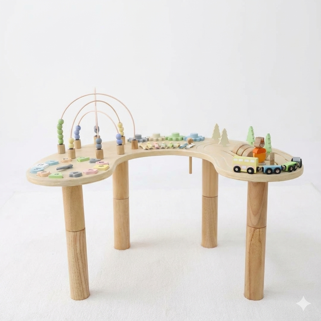 Three Little Tots Wooden Multi-Activity Sensory Play Table, another angle