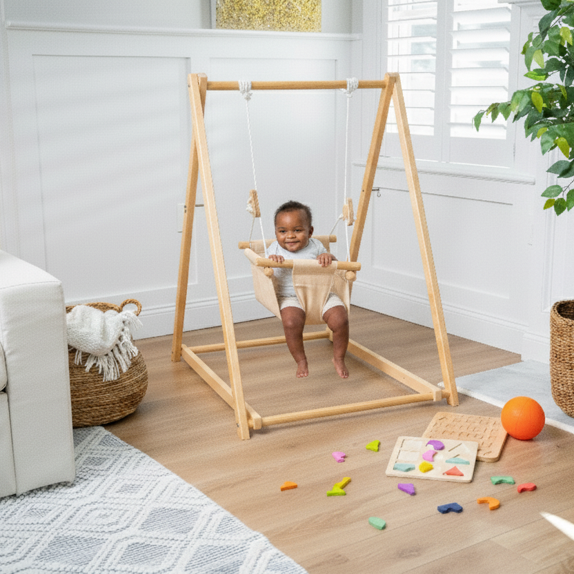 Three Little Tots Spruce Foldable Baby Swing - Gray, additional product photo