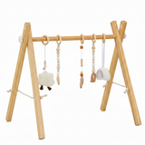 Three Little Tots Lilac Wooden Baby Gym Montessori Infant Play Gym with Hanging Toys, alternate angle