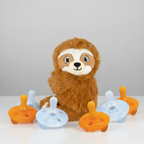 Three Little Tots Shusher Sloth 6-Pack Shushie Pacifiers Soothing Bundle with Cuddly Cry Detection