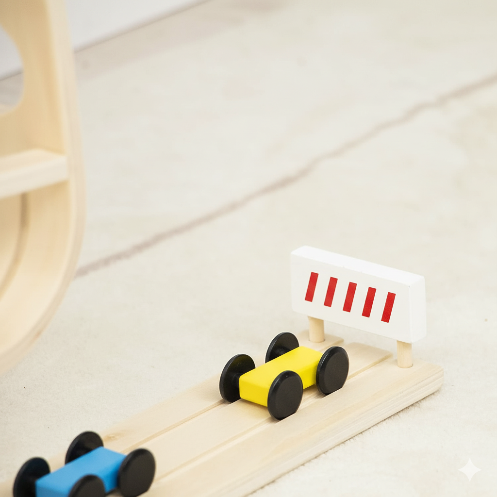 Three Little Tots Wooden Car Ramp Racer Montessori Rolling Track Toy for Toddlers, extra product detail
