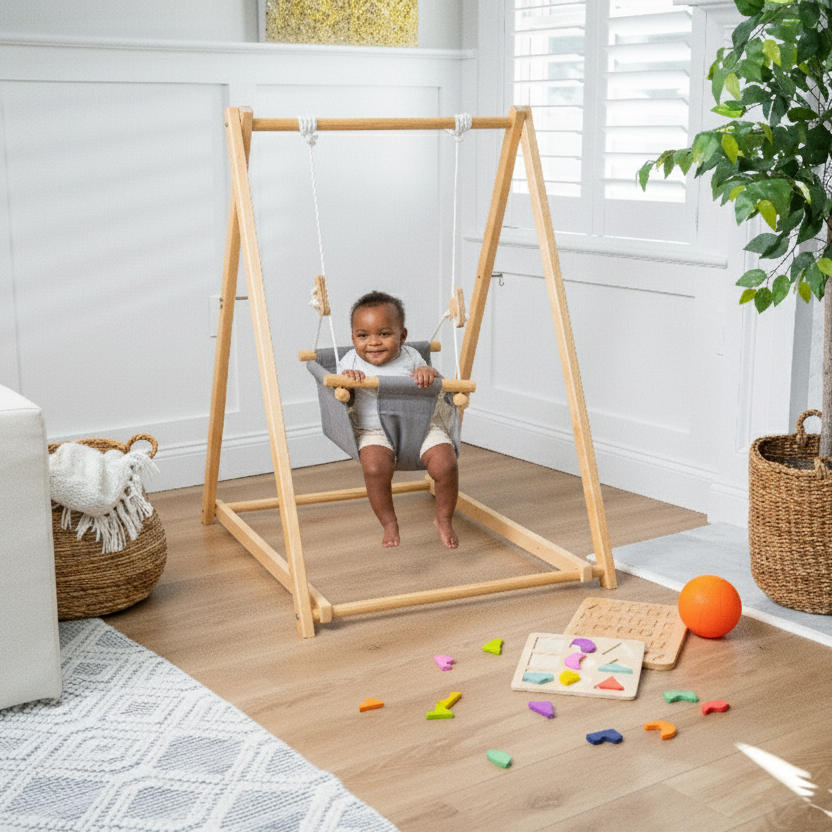 Three Little Tots Spruce Foldable Baby Swing - Blue Wave, additional product photo