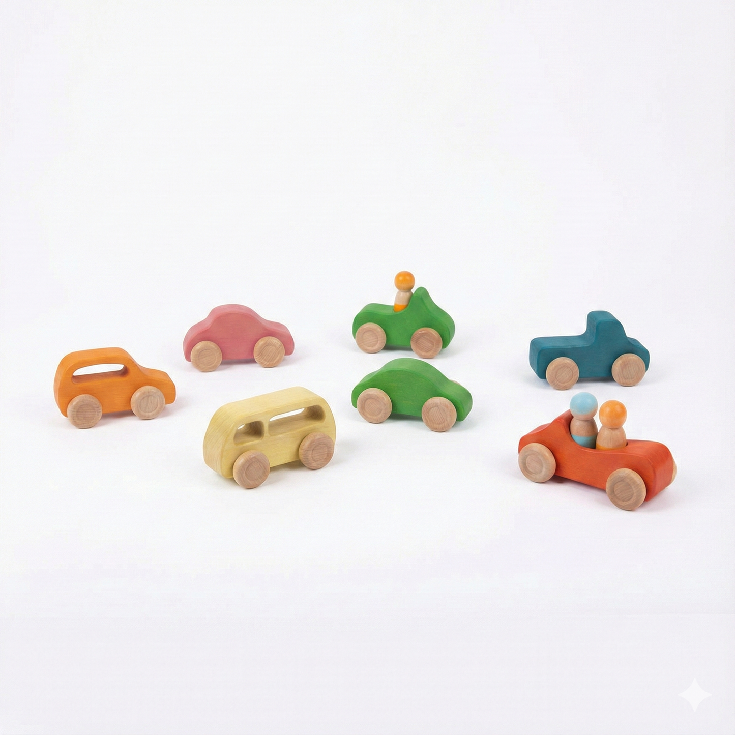Three Little Tots Wooden Car Toy set - 10 Piece Set