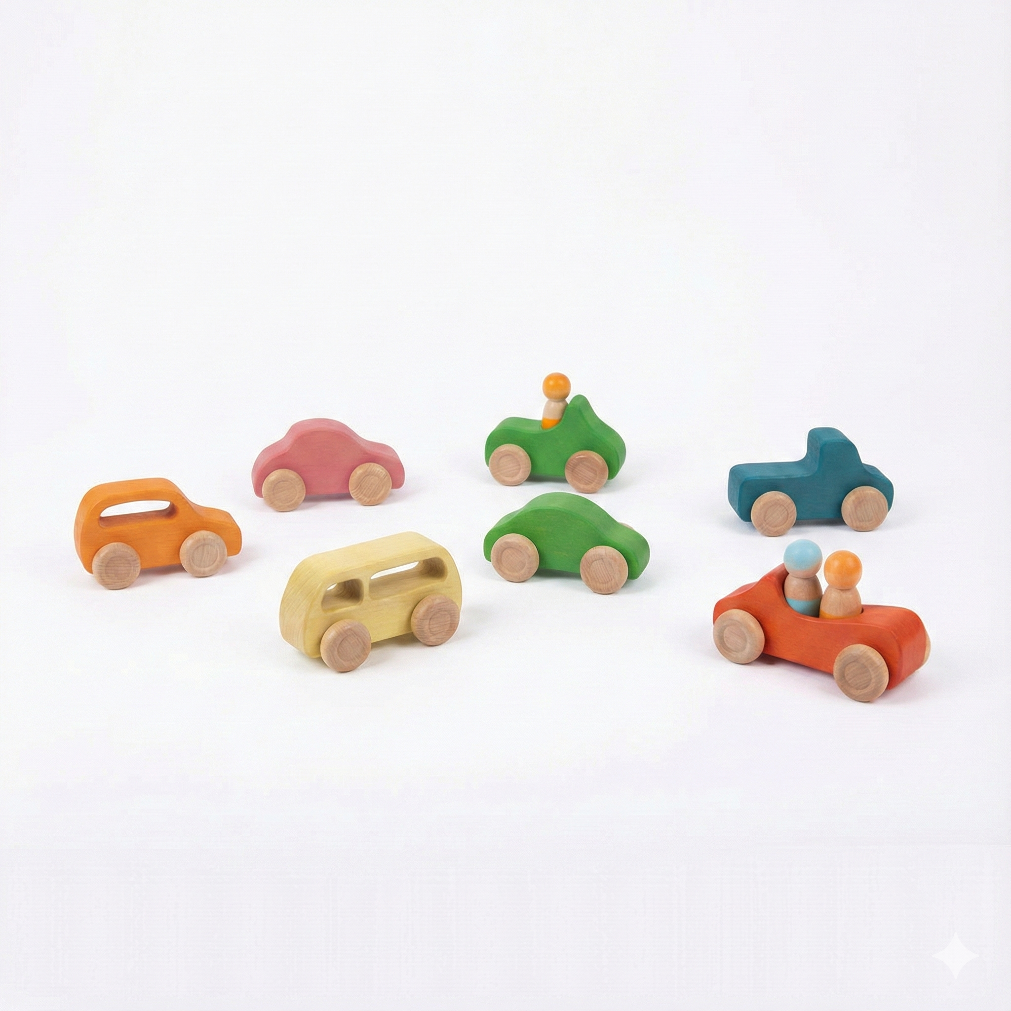 Three Little Tots Wooden Car Toy set - 10 Piece Set