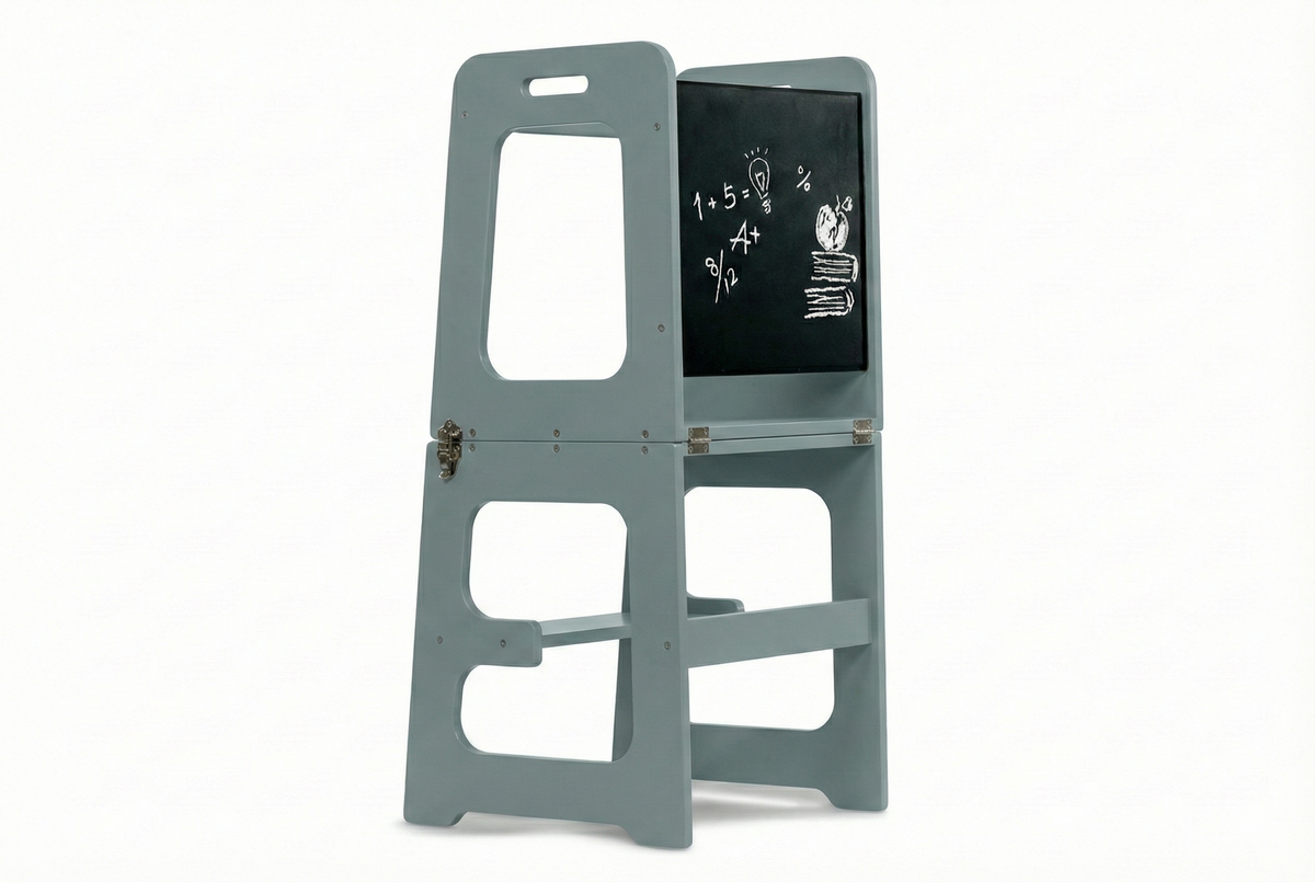 Three Little Tots Date 4-in-1 Kitchen Tower and Desk, in Light Blue