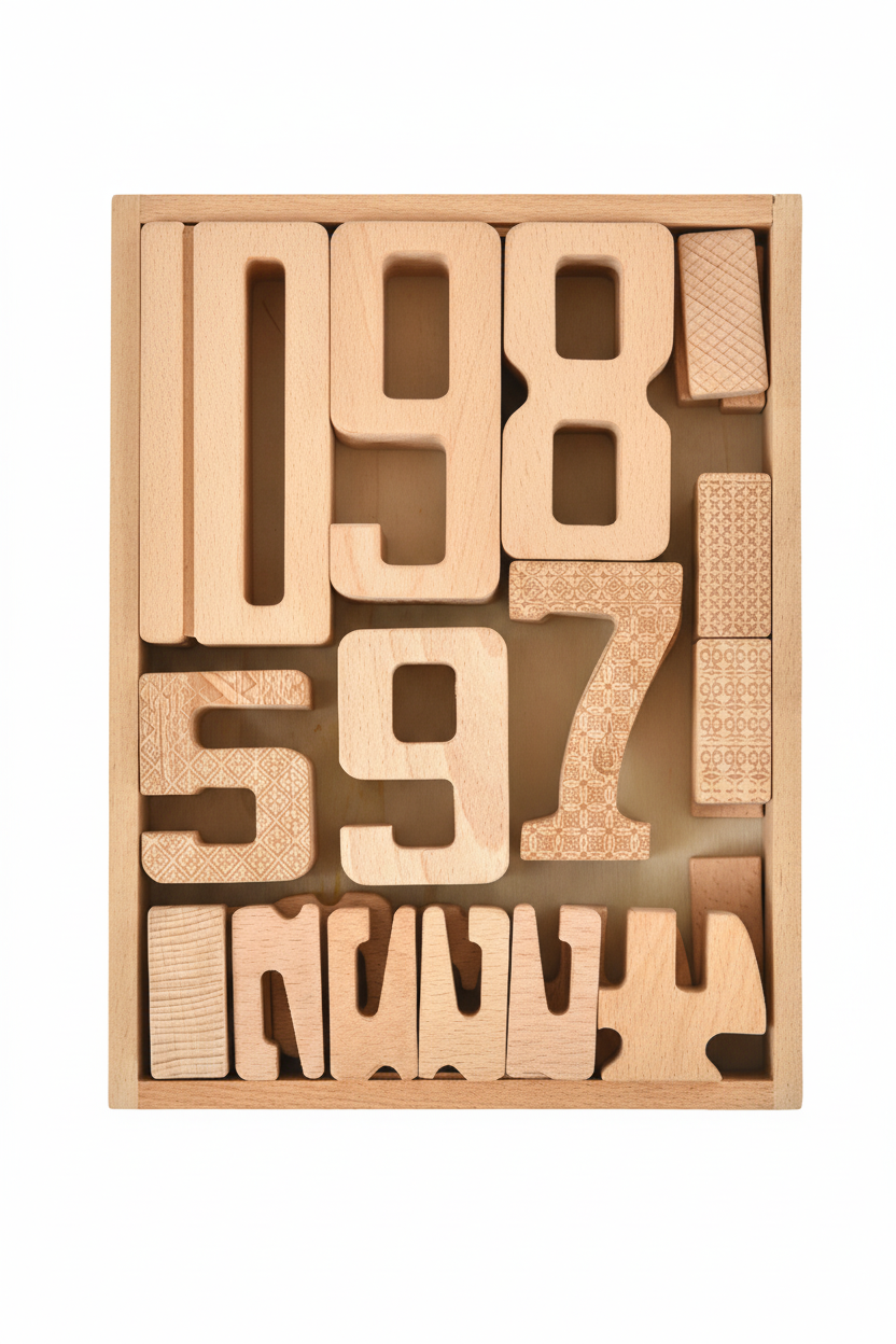 Three Little Tots Montessori Wooden Number Height Blocks Self-Correcting Math Learning Set, additional product photo