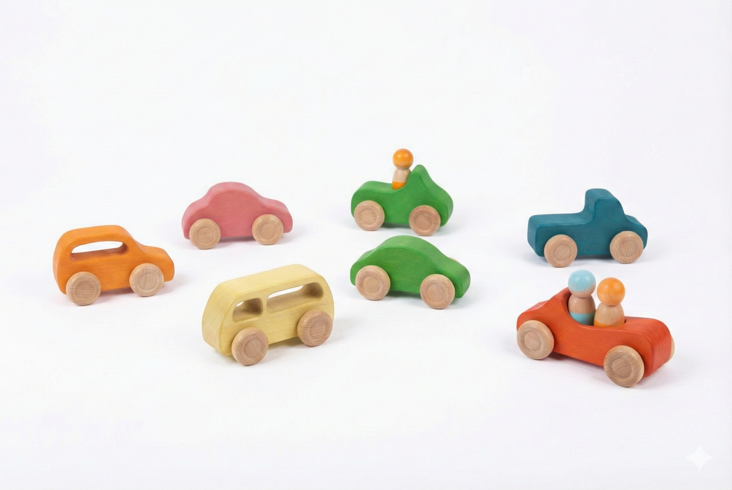 Three Little Tots Wooden Car Toy set - 10 Piece Set, additional product photo