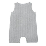 Three Little Tots Grey and White Striped Sleeveless Crop Linen Baby Romper, additional product photo