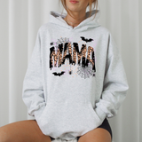 Three Little Tots Halloween Mama Mom Mama Leopard Halloween Spooky Season Boo Graphic Hoodie Hooded , in Light Gray Ash