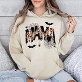 Three Little Tots Halloween Mama Mom Mama Leopard Halloween Spooky Season Boo Graphic Hoodie Hooded Sweatshirt, in Sand