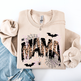 Three Little Tots Halloween Mama Mom Mama Leopard Halloween Spooky Season Boo Halloween Sweatshirt, in Sand
