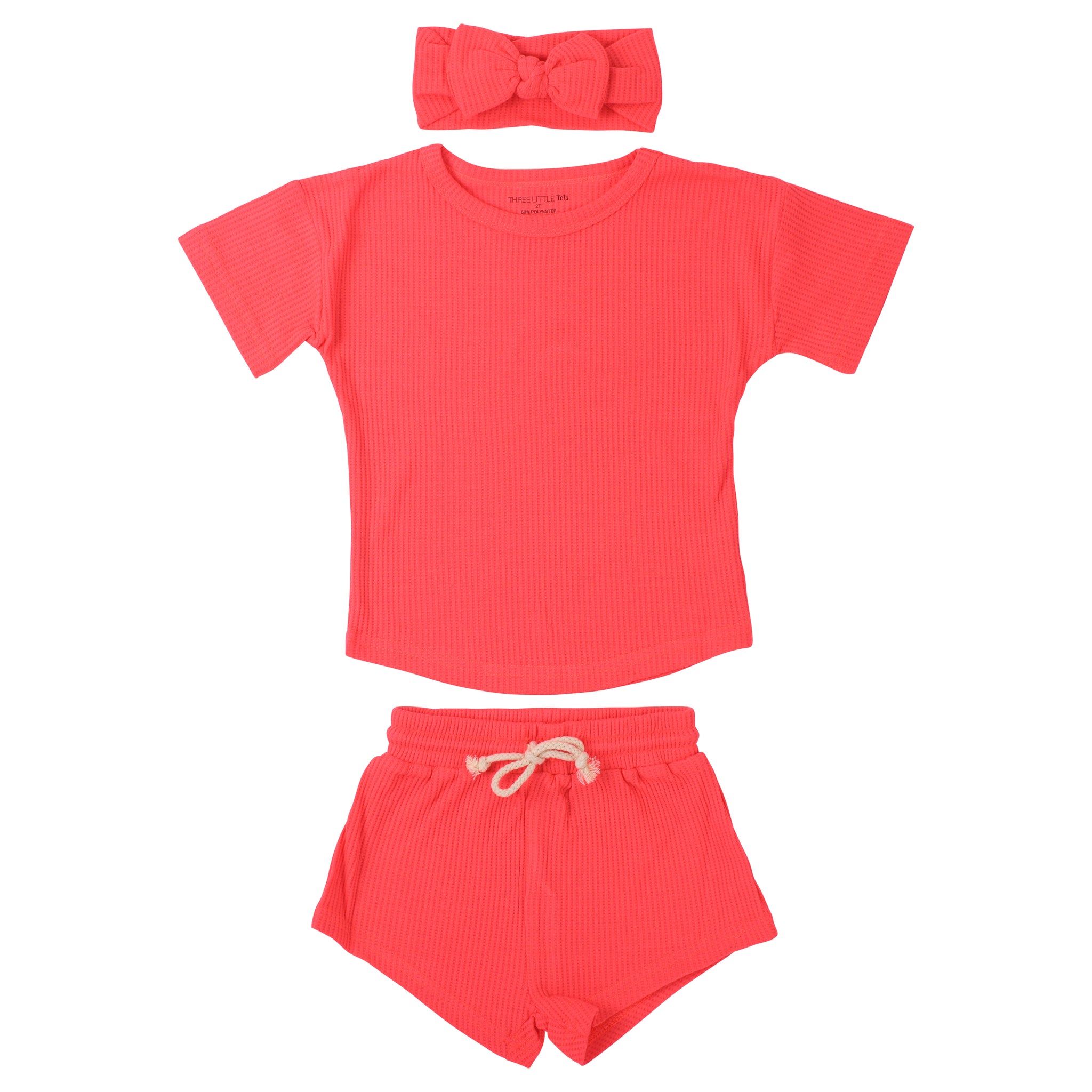 Three Little Tots Hot Pink Summer Waffle Set, in Bow
