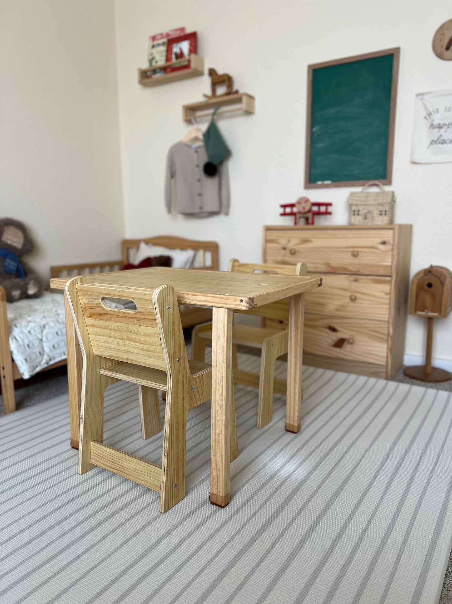 Three Little Tots Cordia Wooden Kids Activity Table and Chair Set Montessori-Inspired Desk for Play , fourth additional photo