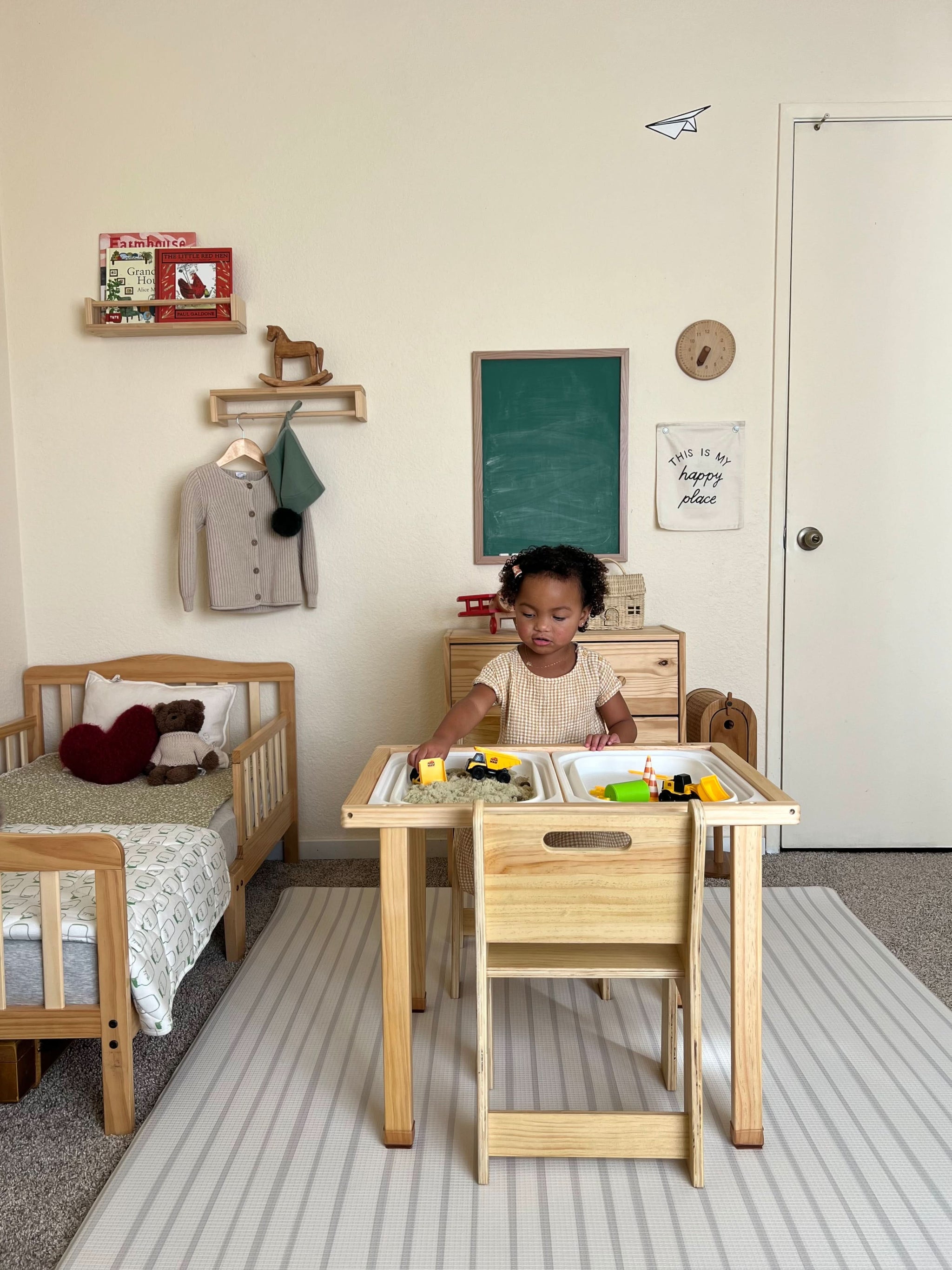 Three Little Tots Cordia Wooden Kids Activity Table and Chair Set Montessori-Inspired Desk for Play , second additional photo