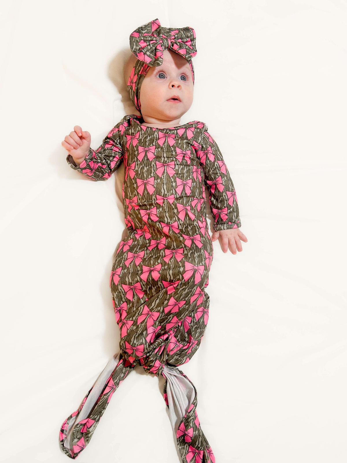 Camo coquette bows knotted gown and headband set