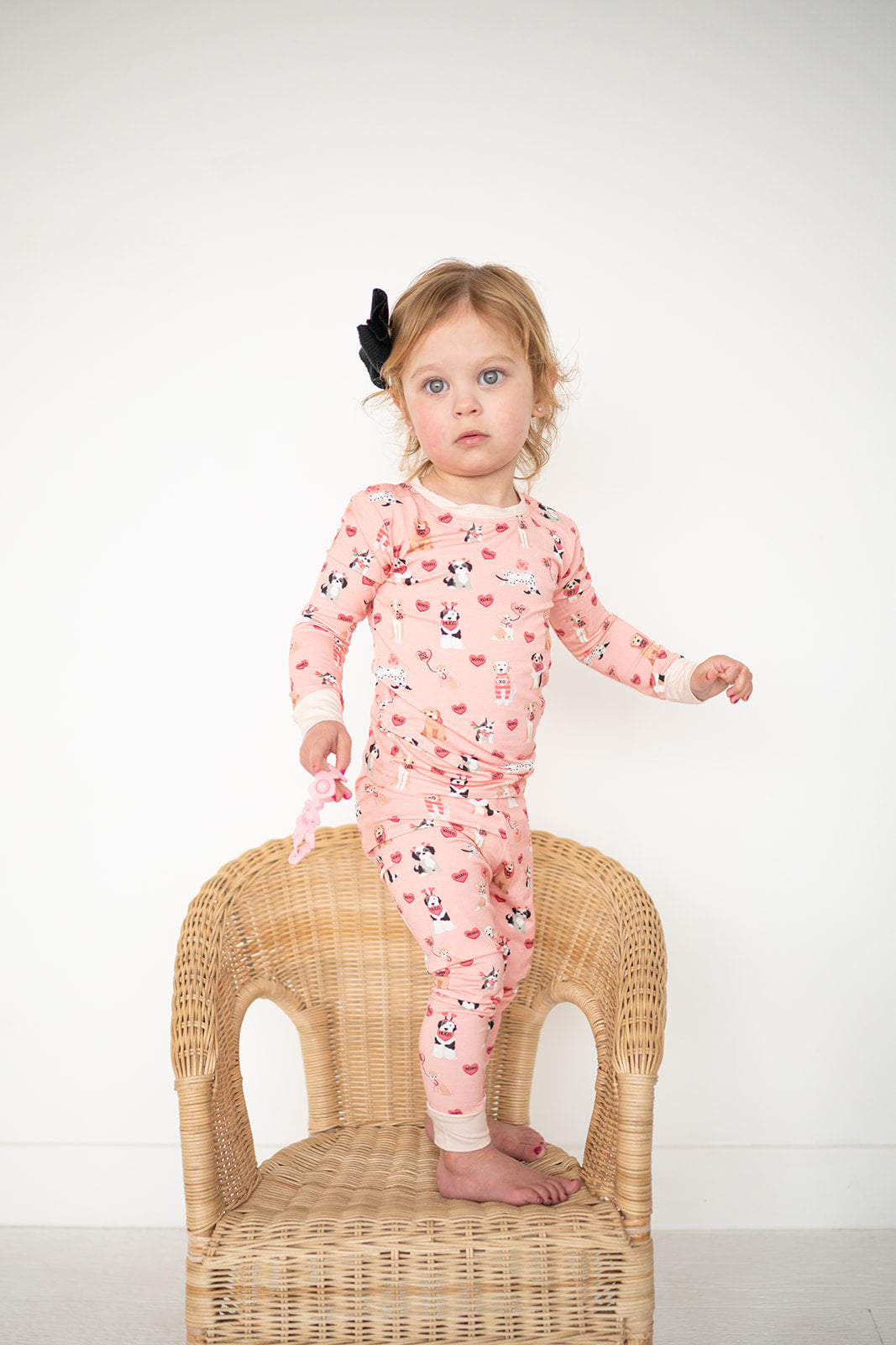 Three Little Tots Pups and Kisses Long Sleeve PJ - Pink
