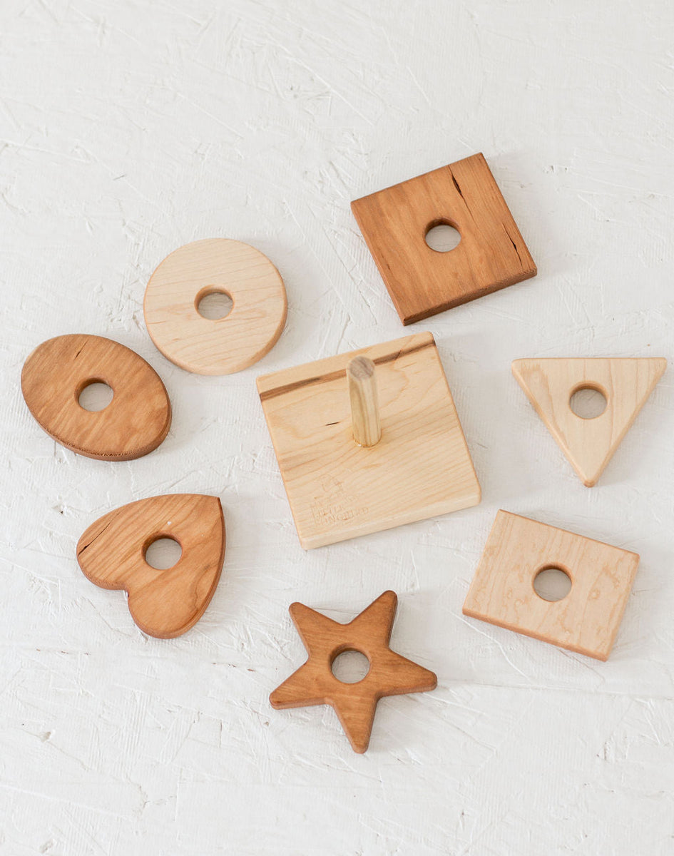 Pattern Shape Stacker Wooden Shape Stacker – Three Little Tots