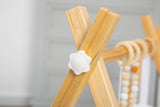 Three Little Tots Lilac Wooden Baby Gym Montessori Infant Play Gym with Hanging Toys, another angle