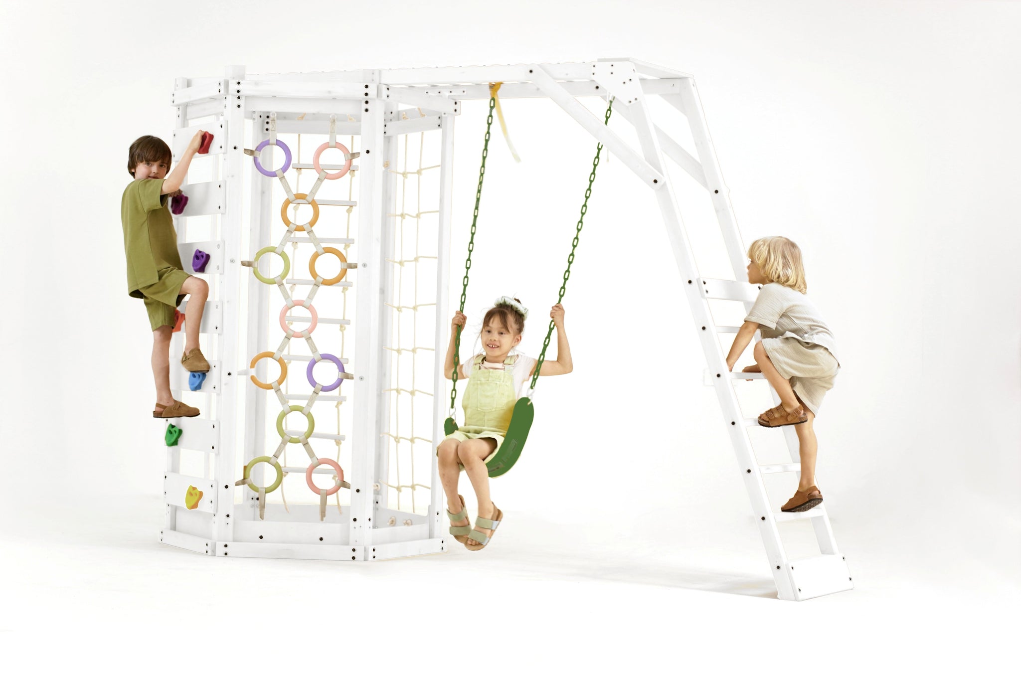 Three Little Tots Hawthorn XL Octagon Outdoor Jungle Gym - White, alternate angle