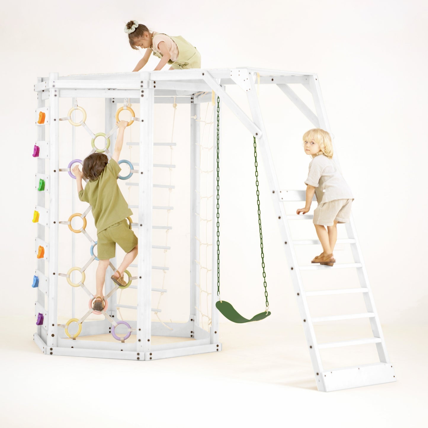 Three Little Tots Hawthorn XL Octagon Outdoor Jungle Gym - White, additional product photo