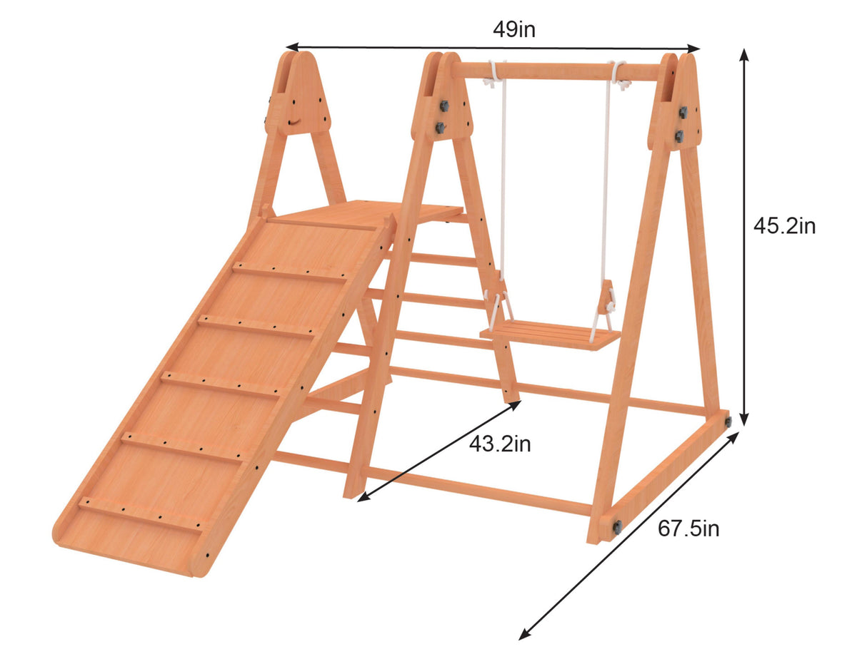 Three Little Tots Juniper Folding Indoor and Outdoor Playset Wooden Climber for Toddlers, sixth additional photo