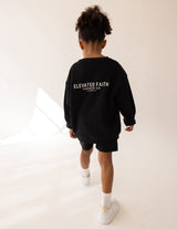 Three Little Tots Kingdom Club Black Kids Crewneck