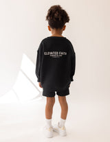 Three Little Tots Kingdom Club Black Kids Crewneck, alternate angle