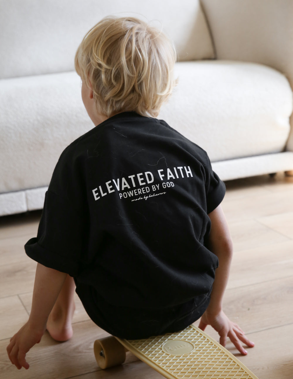 Three Little Tots Kingdom Club Black Kids Tee, another angle