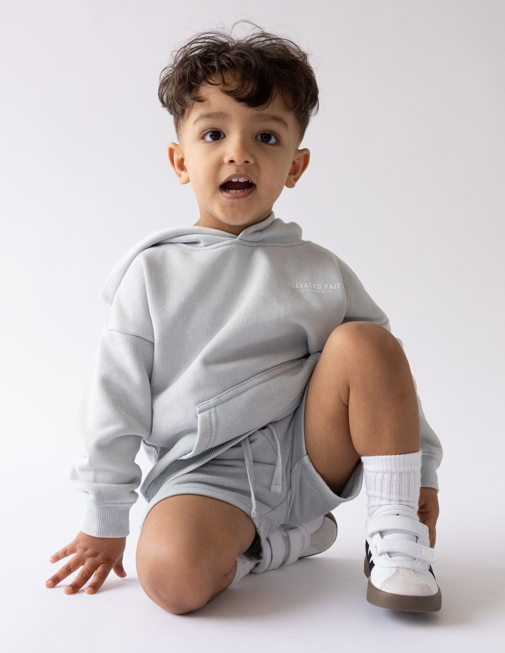 Three Little Tots Kingdom Club Blue Kids Hoodie, alternate angle