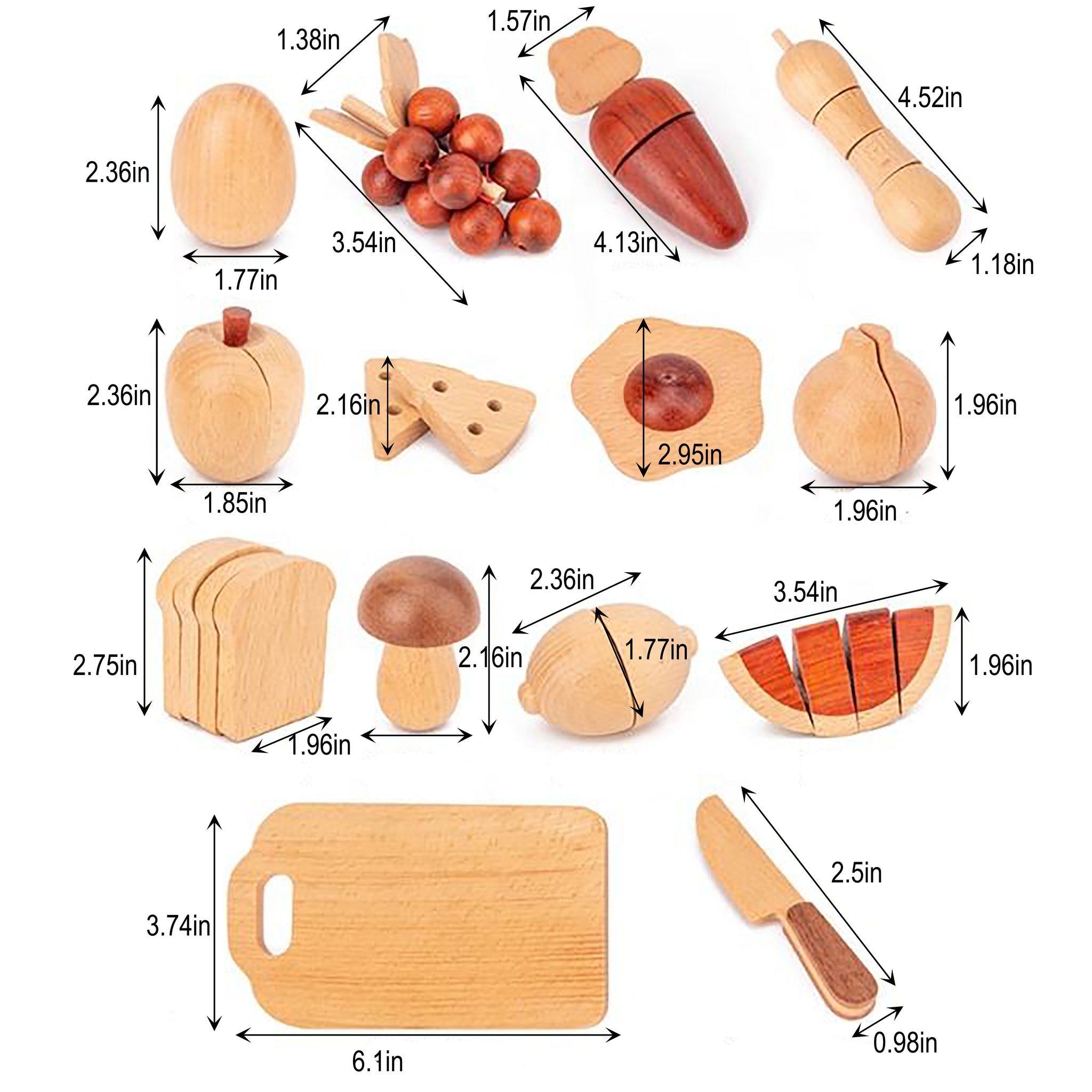 Three Little Tots Wooden Play Food Sets for Kids Kitchen, additional product photo