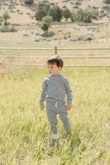 Charcoal Stripe Ribbed Hooded Set