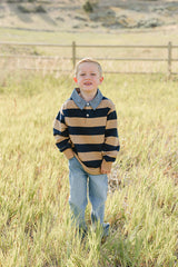 Camel & Navy Striped Collar Shirt