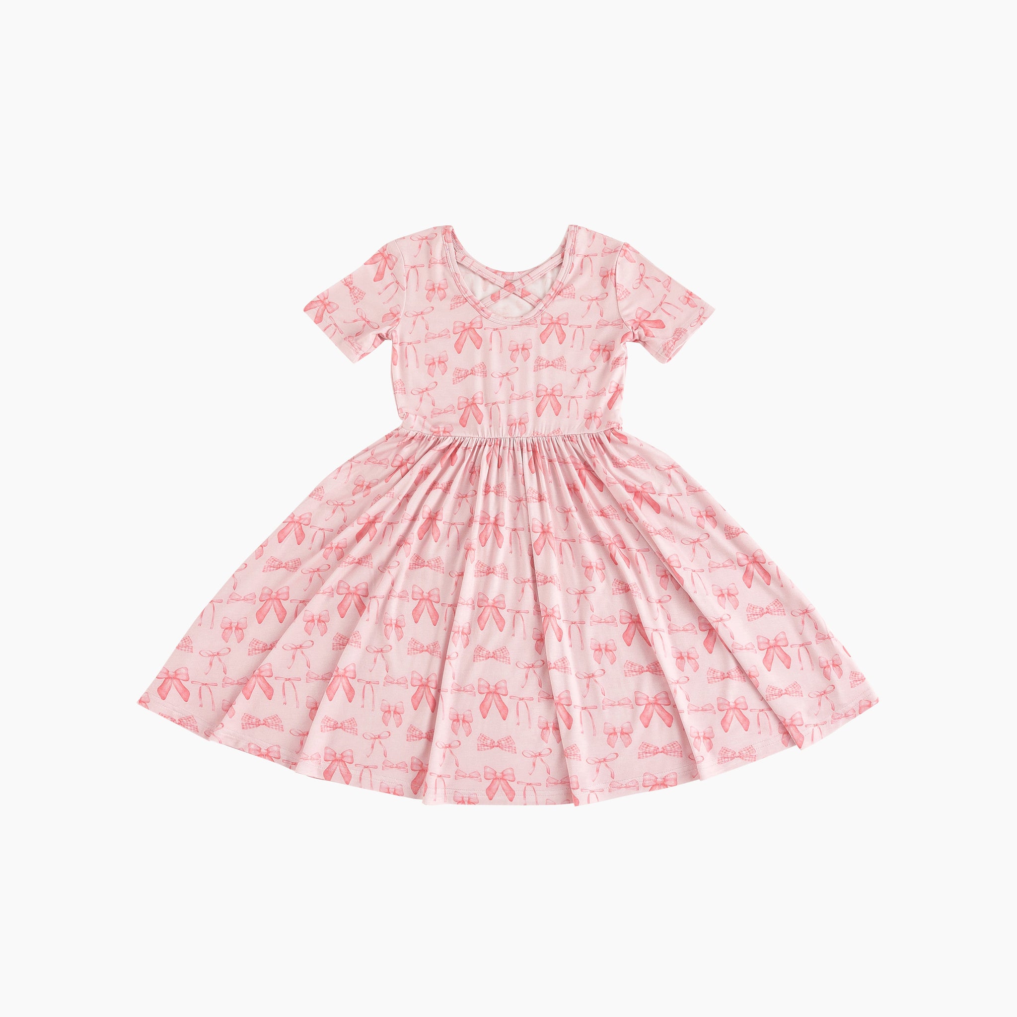 Three Little Tots Pink Bows Twirl Dress, additional product photo