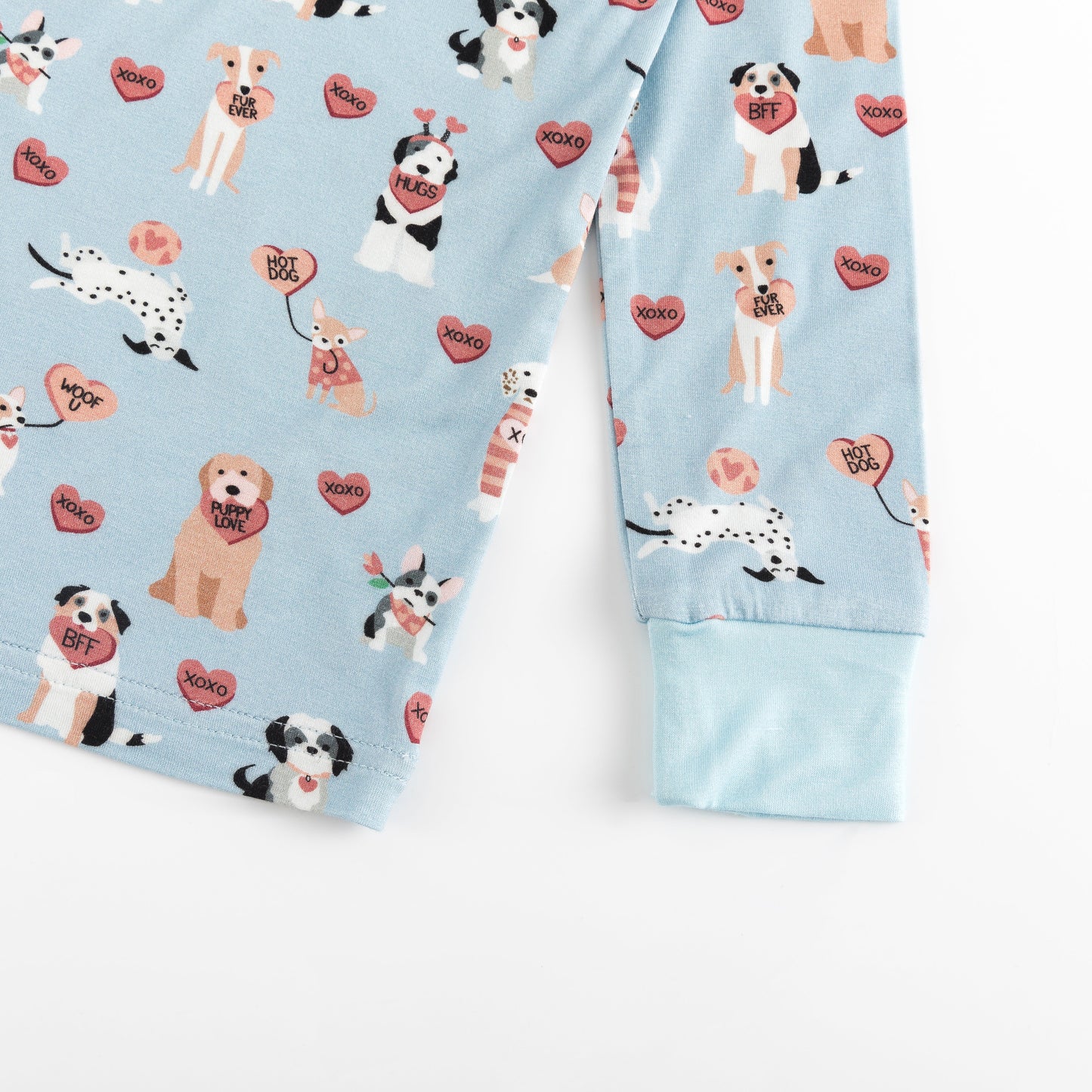 Three Little Tots Pups and Kisses Long Sleeve PJ - Blue, alternate angle