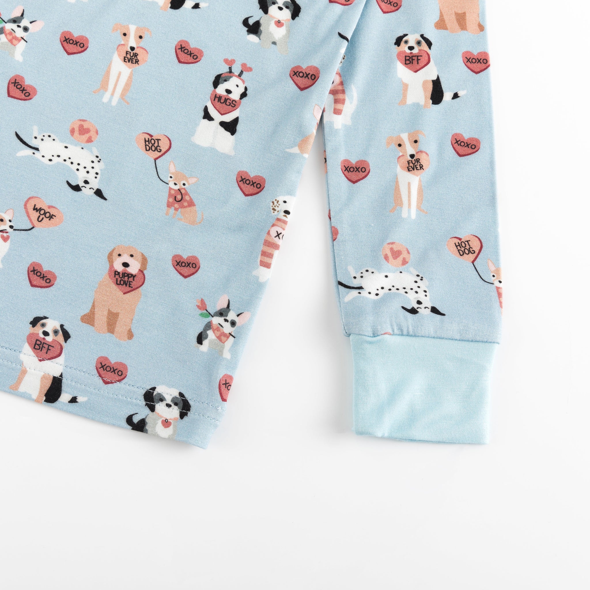 Three Little Tots Pups and Kisses Long Sleeve PJ - Blue, alternate angle