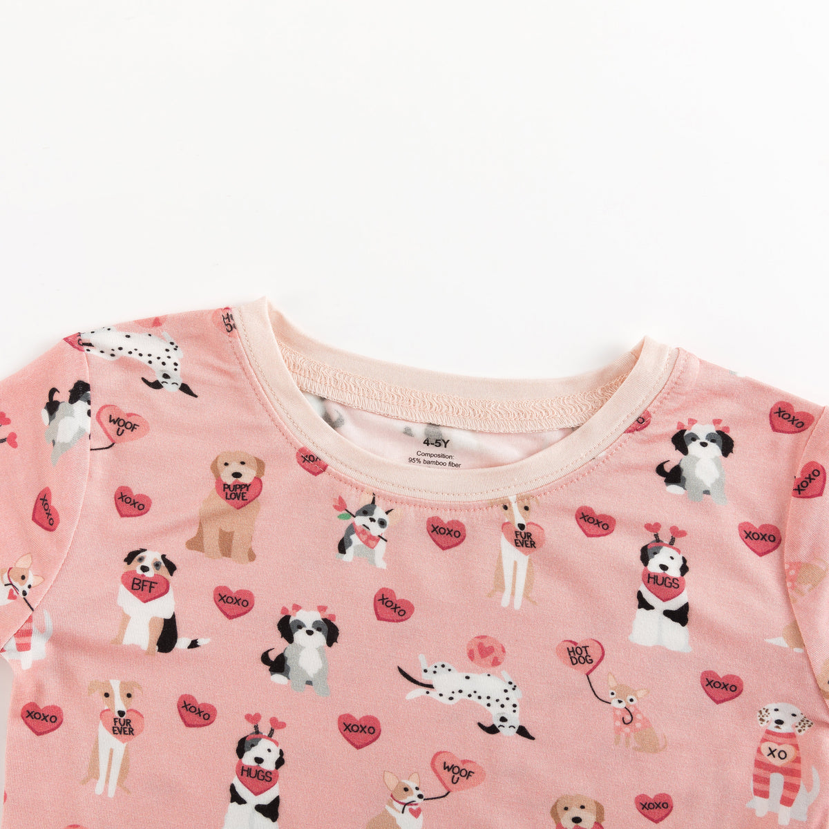 Three Little Tots Pups and Kisses Long Sleeve PJ - Pink, alternate angle